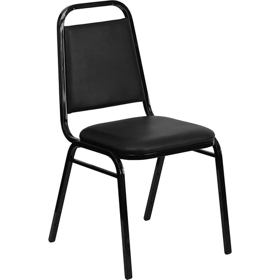 Hercules Series Trapezoidal Vinyl Banquet and Event Chair, Commercial Event Chair with Padded Seat and Back, Black