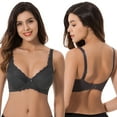 thumbnail image 4 of Curve Muse Plus Size Minimizer Underwire Unlined Bra with Embroidery Lace-3Pack-NAVY,WHITE,SLATE-36D, 4 of 7