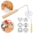 thumbnail image 4 of Aluminum Rosette Mold Iron Maker Waffle Alloy Frying Snack Molds Funnel Cookie Bake Mold Bunuelos Mold with Handle Baking Tool (type C), 4 of 7