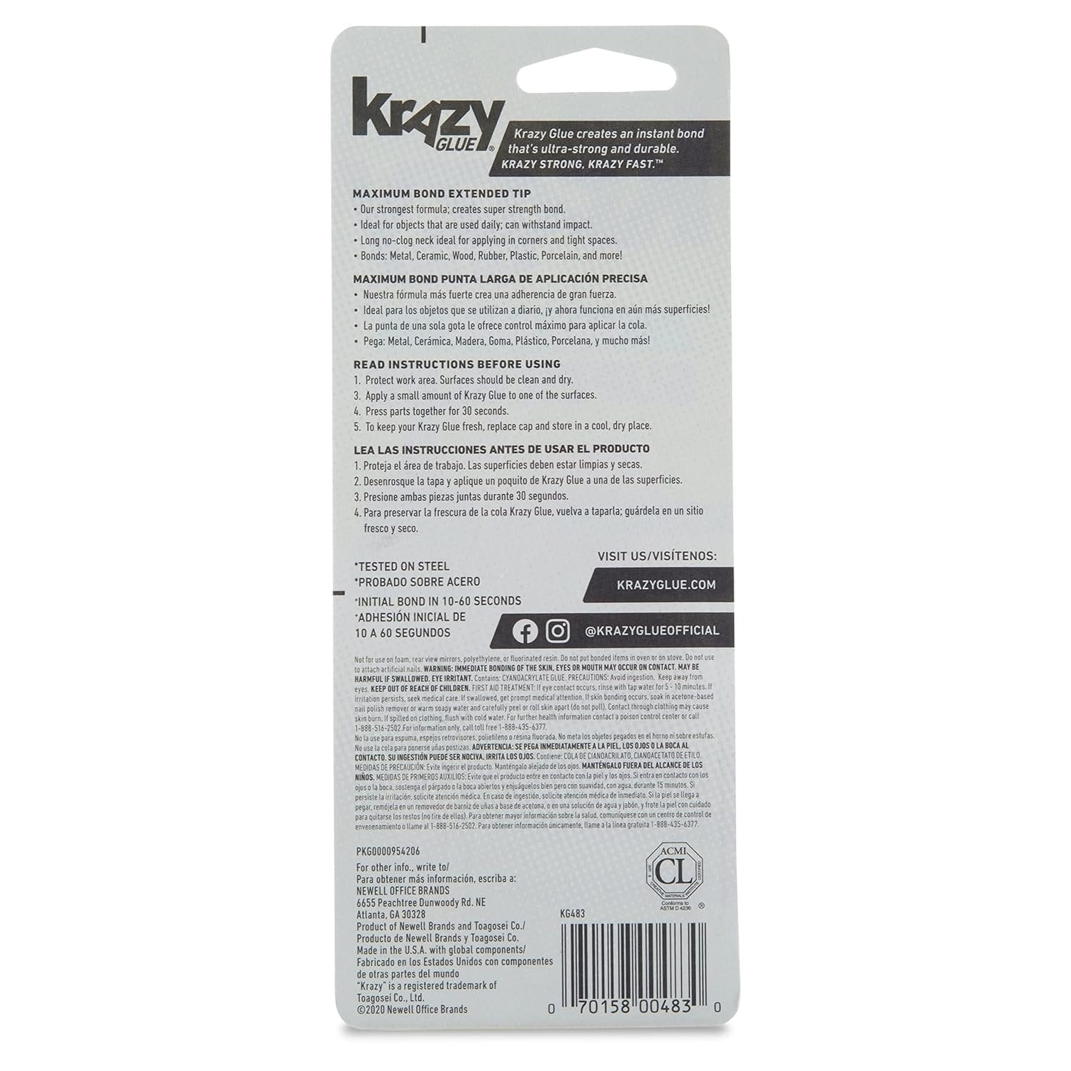 Krazy Glue, Maximum Bond, Extended Precision Tip, 2g, 8 Count