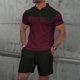 thumbnail image 2 of Pantalones Cortos para Hombre Conjunto de Trajes de 2 Piezas, Moda Mock Bolsillo Botón de Color Sólido Solapa Tops Cortos de Cintura Elástica, 2 of 9
