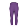 thumbnail image 5 of Ecqkame Plus Size Biker Shorts for Women High Waisted Solid Color Yoga Capri Pants Elastic Waist Workout Shorts with Pockets 01-Purple XXXXXL, 5 of 8