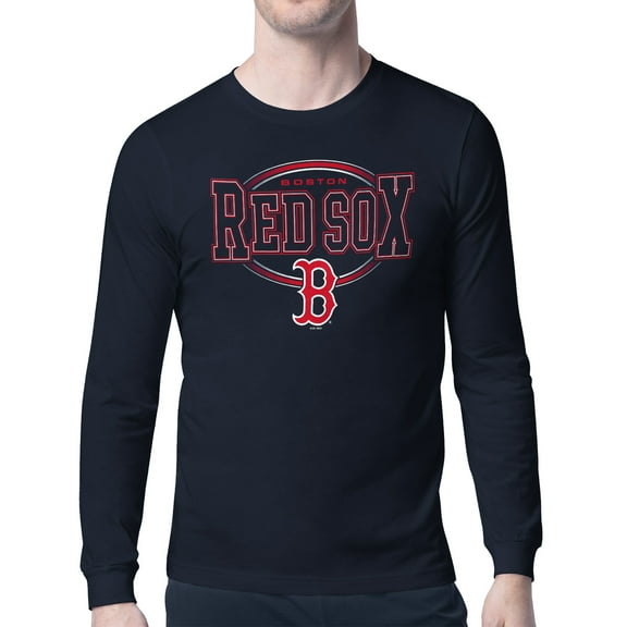 Men's Starter Navy Boston Red Sox Team Track Graphic Long Sleeve T-Shirt
