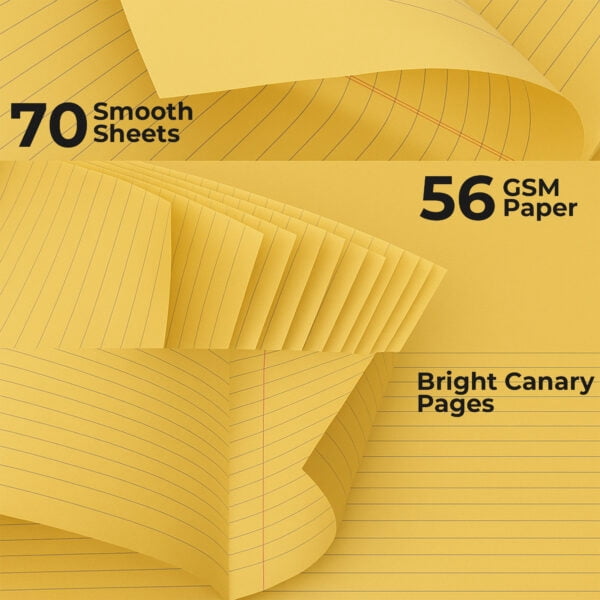 Paper Rite Canary Writing Pads Top Spiral Bound | 70 Sheets, 11.75 x 8.5 Inches | Pack of 12