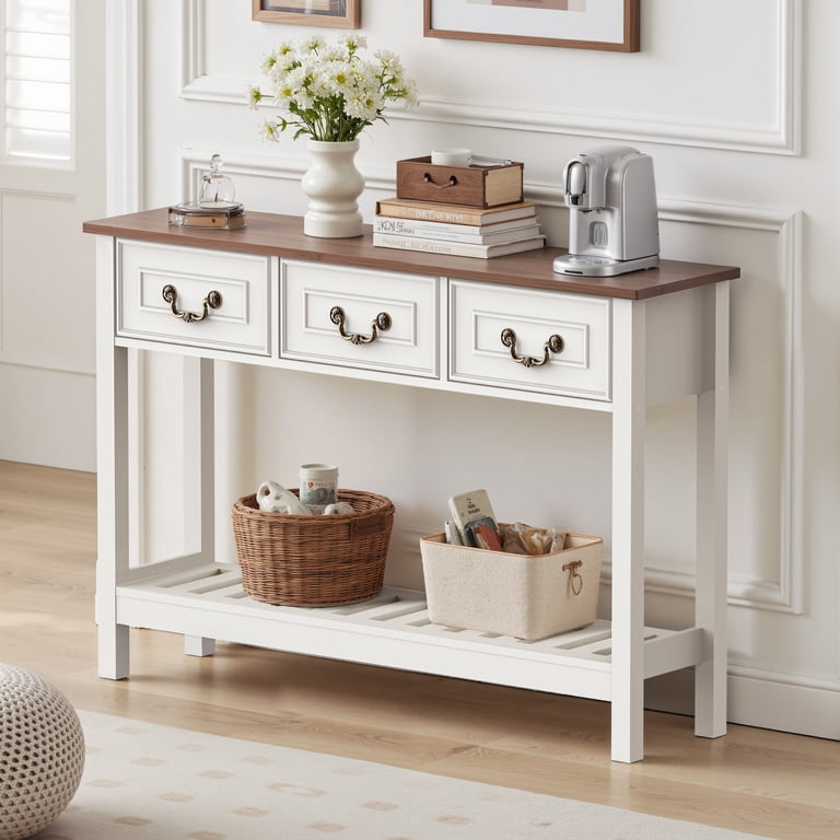 SPANSPACE Farmhouse Console Table with 3 Drawers, 47'' Entryway