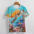 thumbnail image 3 of Nautical Green Sea Turtles Women's Short Sleeve T-Shirt Crew Neck Casual Summer Trendy Loose Fit Tops, 3 of 6