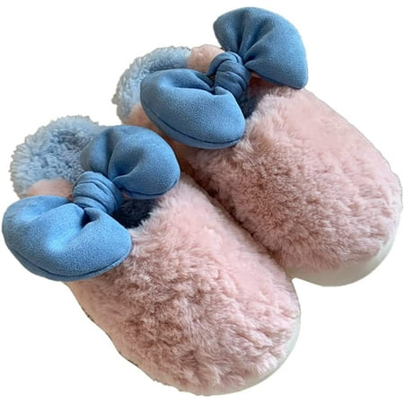 

CoCopeaunt Women Girls Warm Fluffy Fleece Lining Memory Foam Winter House Shoes Cute Elegant Bow Bowknot Indoor Slippers