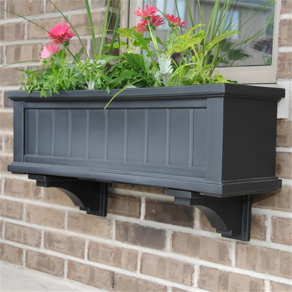 Pemberly Row 3ft Weatherproof Coastal Plastic Window Box in Black