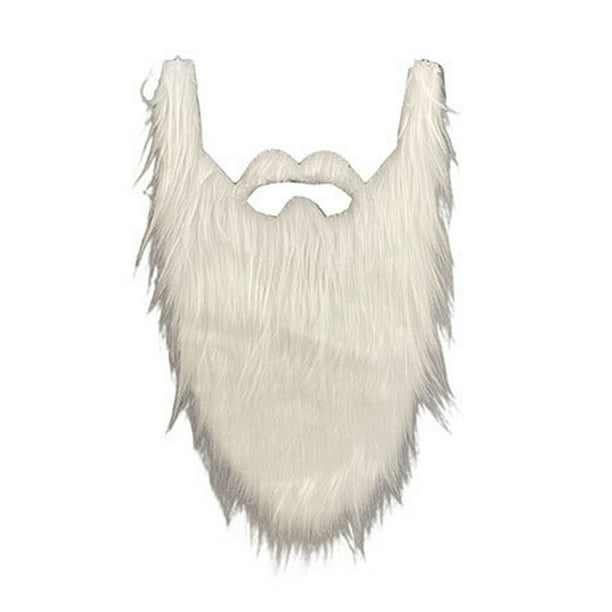 Guardurnaity Barba de Papá Noel, divertida y elástica, accesorio facial novedoso, larga, peluda, suave y para fiestas, disfraz de Navidad. Disfraces de disfraces blanco
