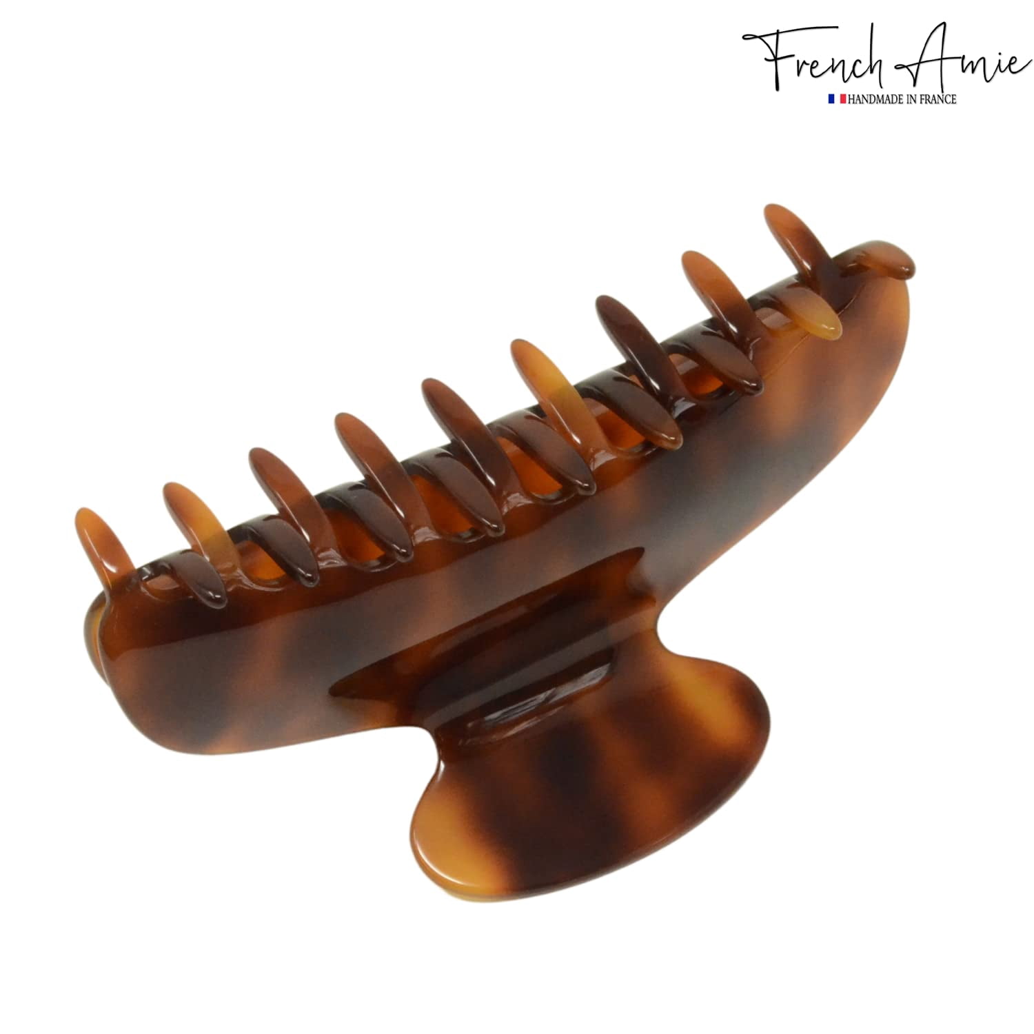 French Amie Thin Oval Large 4 1/4&rdquo; Handmade Celluloid Jaw Hair Claw for Women