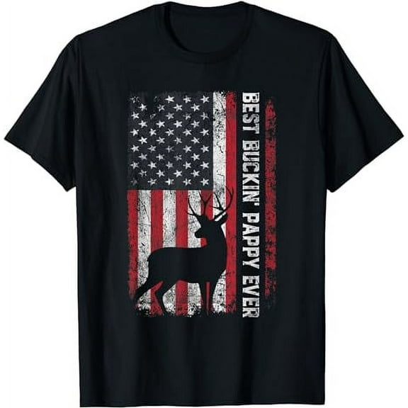 USA Flag Best Buckin Pappy Ever Deer Hunting Fathers Day T-Shirt