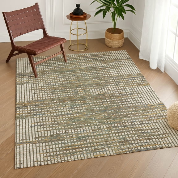 Addison Rugs Chantille Indoor/Outdoor Contemporary Abstract Beige Machine Washable Rectangle Rug, 10' x 14'