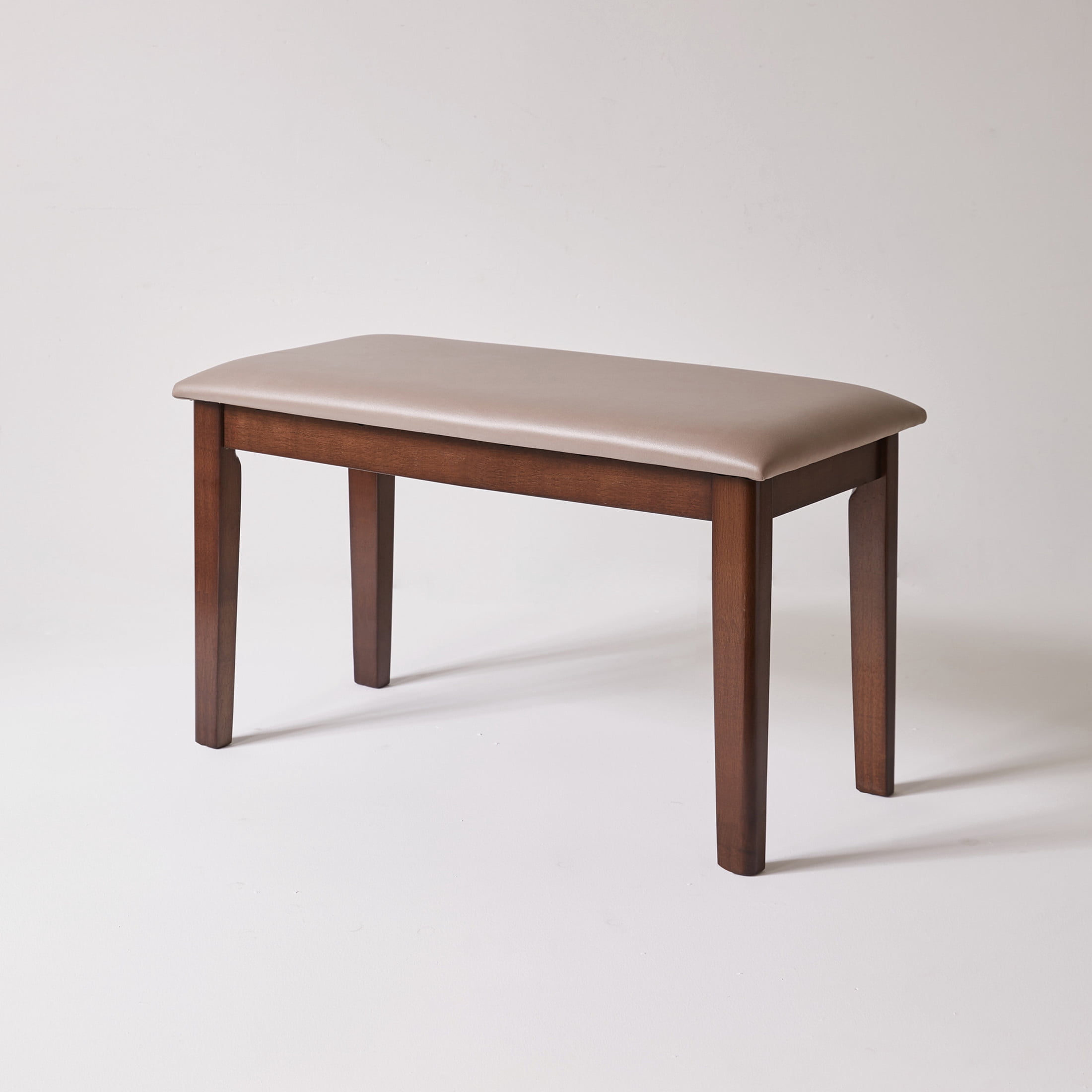 Noble House Caldon Solid Wood Upholstered Bench with Tech Fabric Cushion, Farmhouse Minimalist Design, Brown
