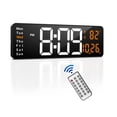 thumbnail image 1 of Reloj de pared digital 6626 color negro con naranja，16.2 '' reloj led con control remoto, fecha, temperatura y alarma, 1 of 4
