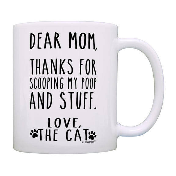 ThisWear Cat Mom Gifts Thanks for Scooping My Poop and Stuff Crazy Cat Lady Gift Cat Coffee Mug