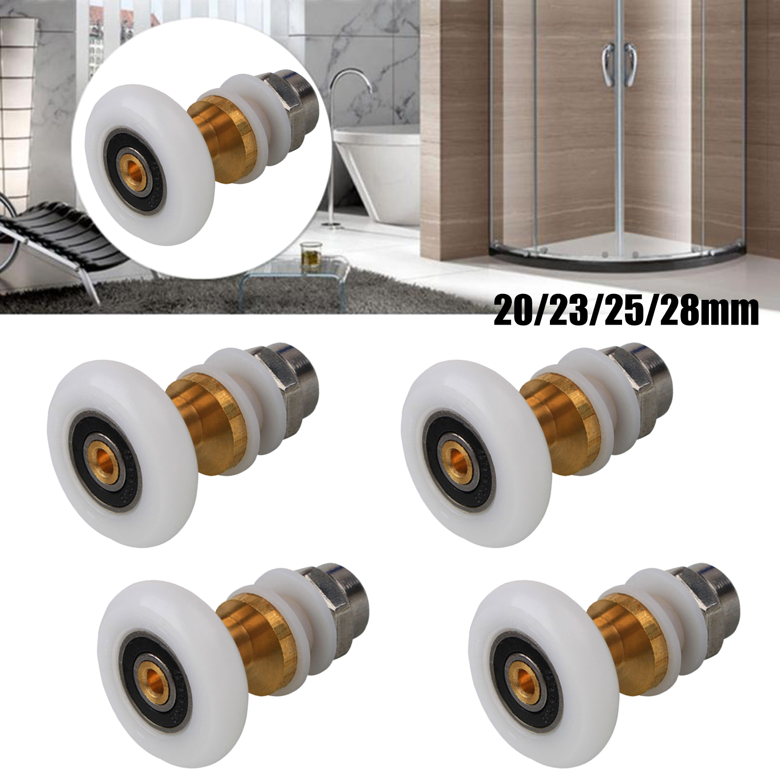 4PCS Shower Door Rollers,Roller Diameter 23mm for The Bathroom Glass