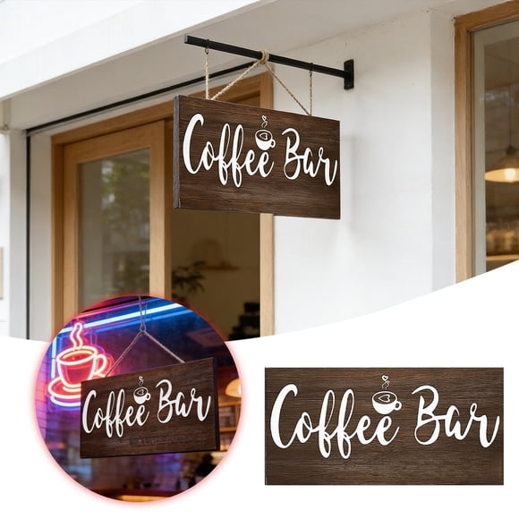 BotaniNest Panneau en Bois pour Café avec Motif de Café, Enseigne Suspendue Style Ferme, Bar à Café Mural pour Cuisine Ou Restaurant, Unique pour les Amateurs de Café