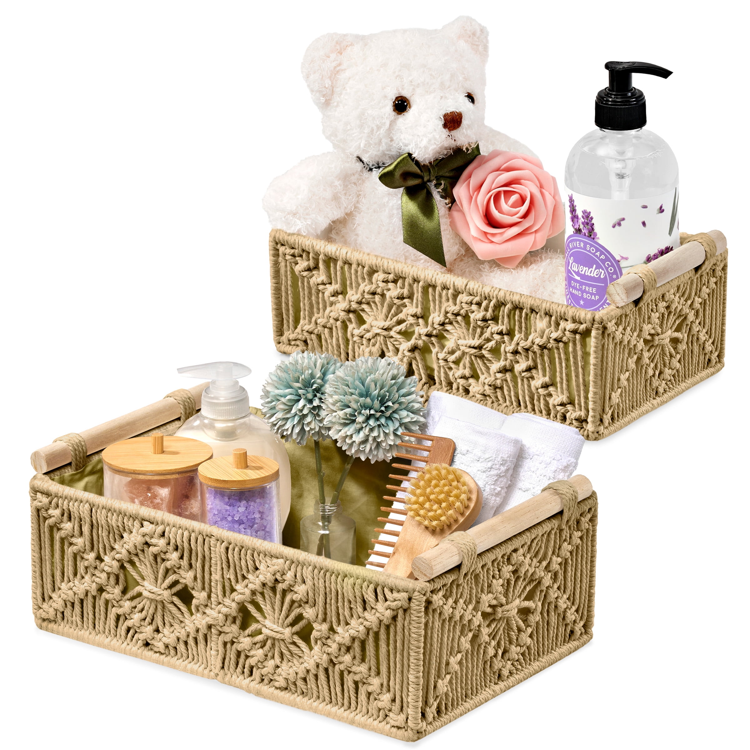 Sorbus 2-Pack Decorative Wicker Storage Baskets for Baby Room and Nursery - Brown