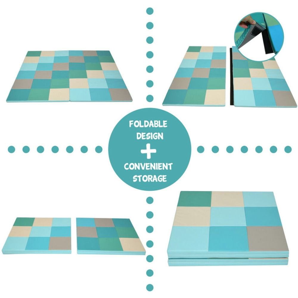 Spaco 58 Inch Toddler Foam Play Mat Baby Folding Activity Floor Mat-Light Blue, Playmate for Baby for Toddler Infant 0-3-6-9-12 Months