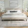thumbnail image 3 of (2 pack) Mainstays Hillside Square Tufted Upholstered King Platform Bed, Ivory Fabric, 3 of 23