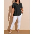 thumbnail image 2 of FOLUNSI Women's Plus Size Tops Casual Keyhole Round Neck Pleated Puff Sleeve Blouse m-4x, 2 of 6