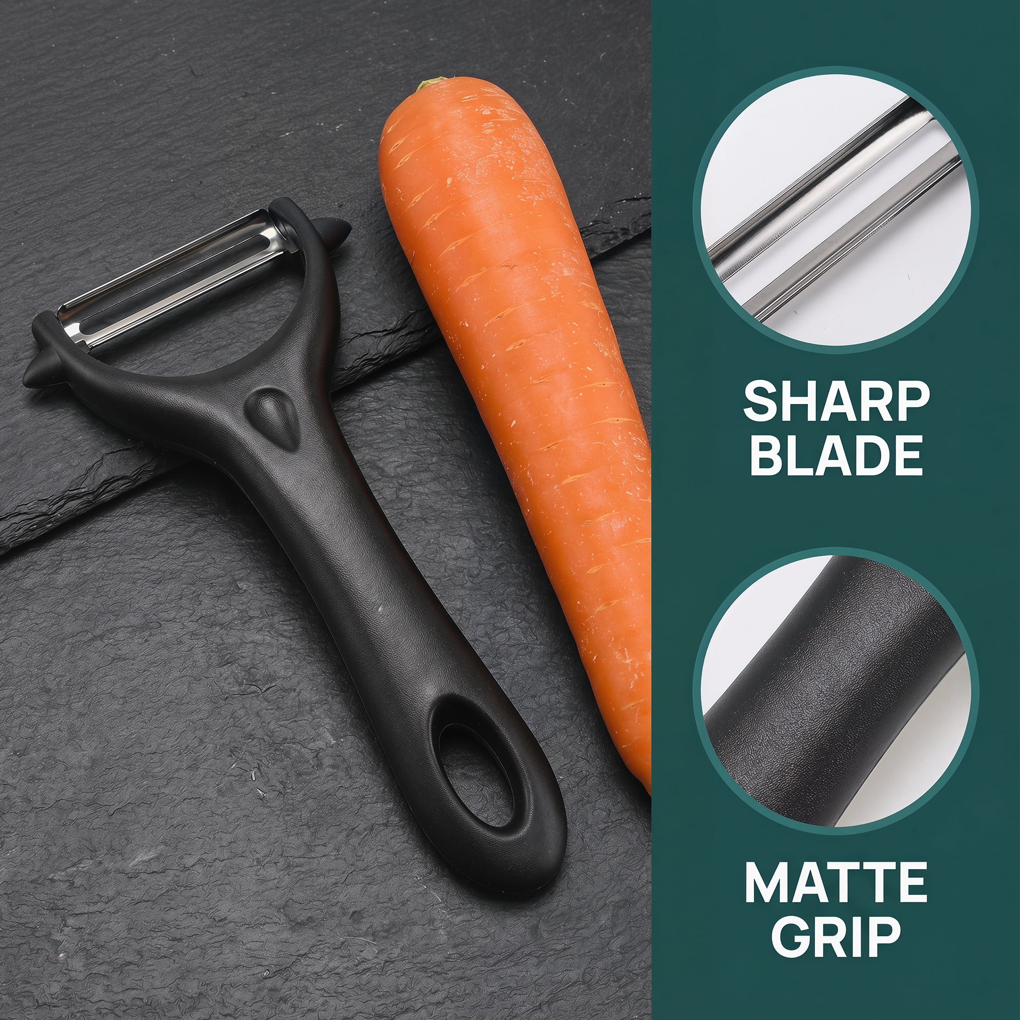 Unique Bargains Plastic Fruit and Potato Peeler with Ergonomic Handle Black 5.8x3x1 inch
