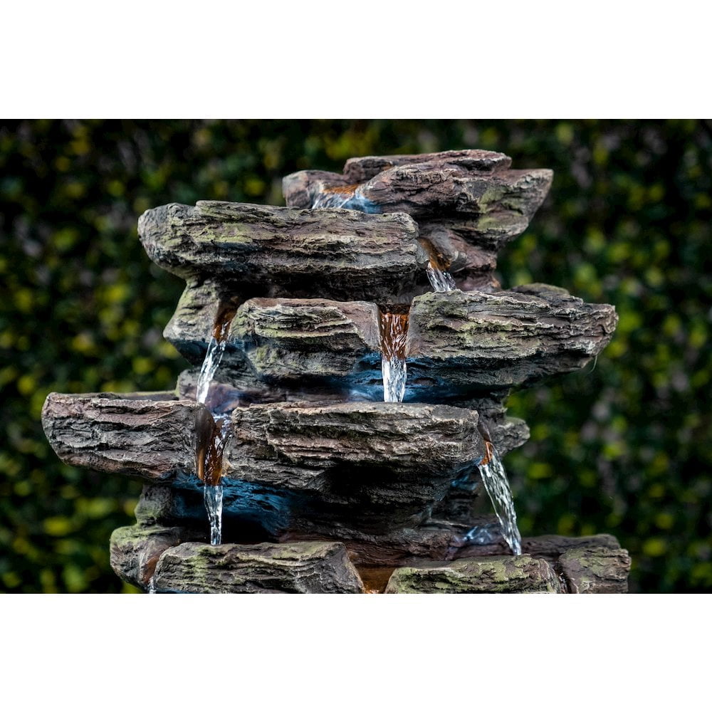 Hi-Line Gift Ltd. Multi-Level Stone Fountain with 9 LED Lights