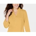 thumbnail image 2 of Karen Scott Women's Cotton Johnny Collar Utility Shirt Yellow Size X-Large, 2 of 3