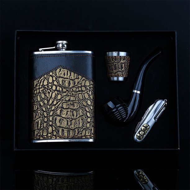 Petaca, petaca para hombre para licor, acero inoxidable de 9 oz, a prueba de fugas, delgada, clásica, de cuero, perfecta para viajes, camping, senderismo, regalo para beber para padres padrino Shuxiu Wang 8390615160643
