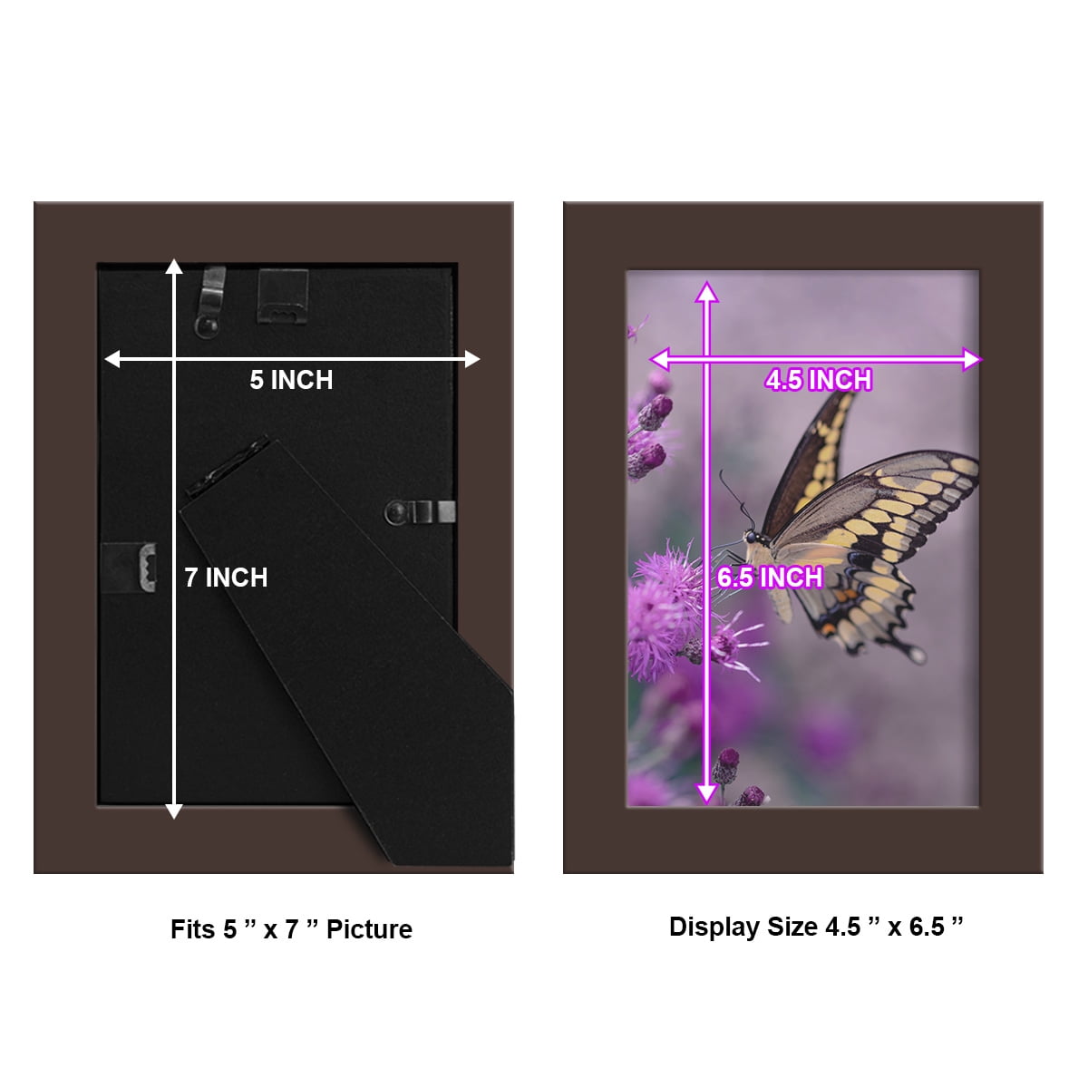 Modern 5 in. x 7 in. Brown Picture Frame (Set of 4)