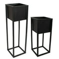 thumbnail image 3 of Sunnydaze Modern Simplicity Assorted Square Black Metal Outdoor Planter 2-Count, 3 of 10