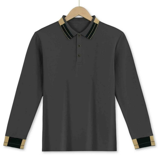 pstuiky manga larga de hombre, Blusa informal holgada de color liso con botones y manga larga para hombre, con cuello vuelto y solapa salir tops l