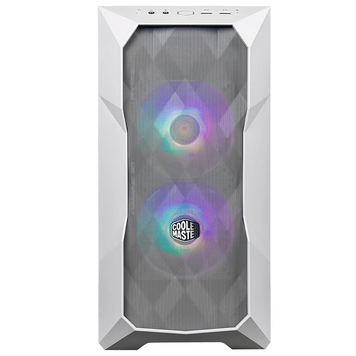 CoolerMaster MasterBox TD300 Mesh ARGB High Airflow ATX Mini-Tower Case with Polygonal Mesh Front Panel, White