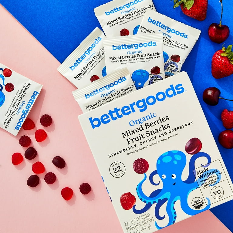 bettergoods Organic Mixed Berry Fruit Snacks 0.7 oz 22 count Vegan