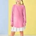 thumbnail image 4 of Girls Long Sleeve Shirts with Thumb Hole Kids Casual Crewneck Tunic Tops Loose Fit Curved Hem Tees 3-14 Years, 4 of 5