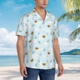 thumbnail image 5 of Balery Bee Flower Print Men's Hawaiian Shirts Short Sleeve Beach Shirt Relaxed Fit Vacation Button Down Shirts-, 5 of 9