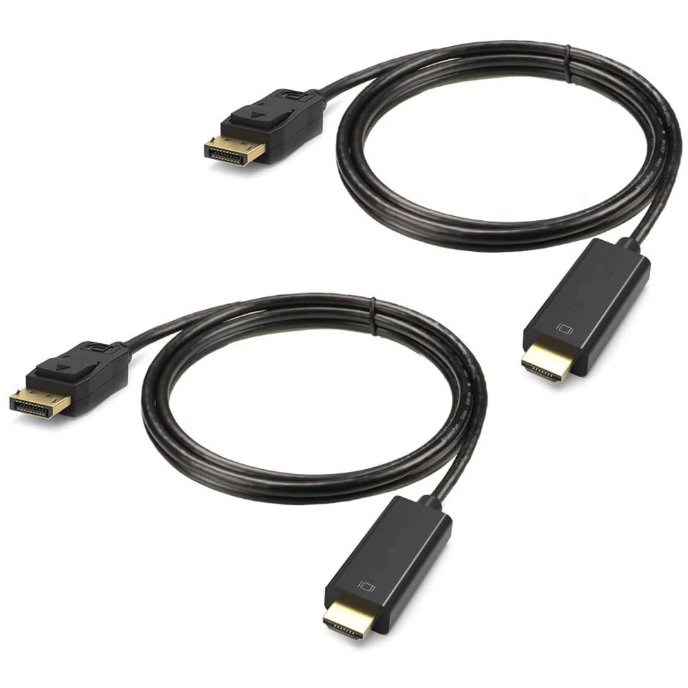 DP to HDMI Cable 6FT (2 Pack), Gold Plated Displayport to HDMI Cable