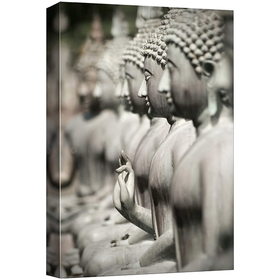 wall26 Canvas Print Wall Art Row of Stone Buddhism Buddha Temple Statues Cultural Religious Photography Realism Decorative Yoga Multicolor Relax/Calm Zen for Living Room, Bedroom, Office - 16"x2