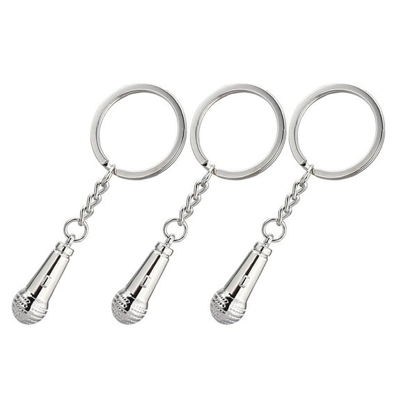 unbranded  3 Pcs Key Chain Car Mini Microphone Keychains Backpack Silver