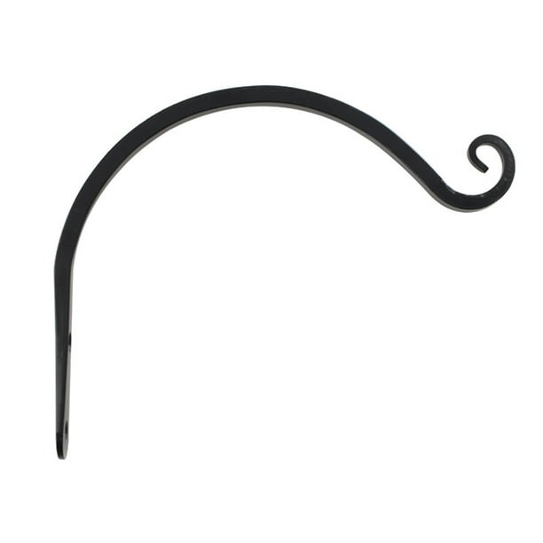 1 unid Gancho de hierro Gancho montado en la pared Estante de la flor Soporte de la cesta Decoración floral Gancho colgante para jardinería Interior al aire libre (negro)