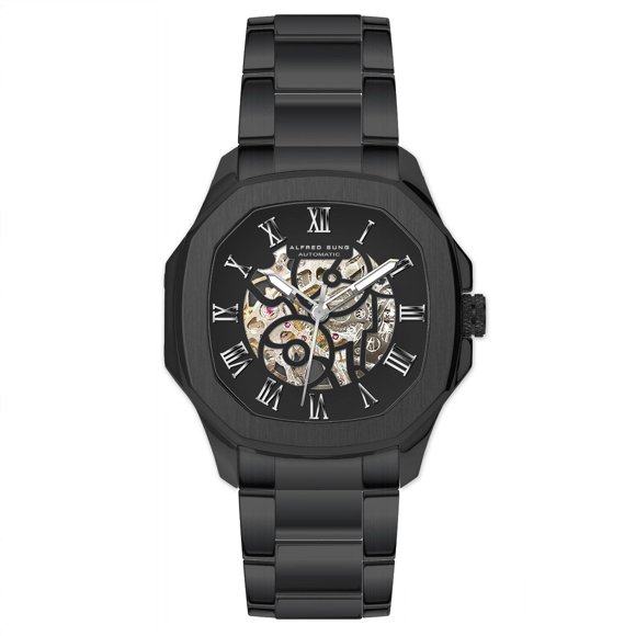 Alfred Sung Montre à Maillons Automatique VII pour Homme, Cadran Squelette Noir