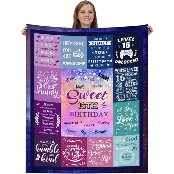 16th Birthday Gifts for Girls, Sweet 16 Gifts for Girls, Gifts for 16 Year Old Girl, 16th Birthday Gift Ideas for Couch Sofa Bedroom Decor 50*60in