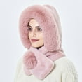 thumbnail image 4 of Women Hat Scarf Warm Fluffy Neck Protection Thicken Pure Color Winter Cap Scarf for Outdoor, 4 of 8