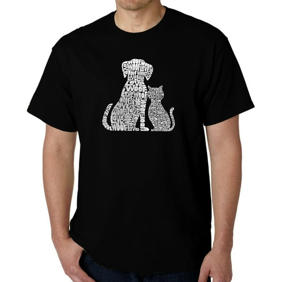 Men's Word Art T-shirt - Dogs and Cats