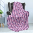 thumbnail image 4 of Abstract Soft Flannel Fleece Throw Blanket, Pattern with Vertical Wavy Lines and Little Buble Circles Print, Cozy Plush for Indoor and Outdoor Use, 70" x 90", Pale Pink Baby Pink, by Ambesonne, 4 of 5