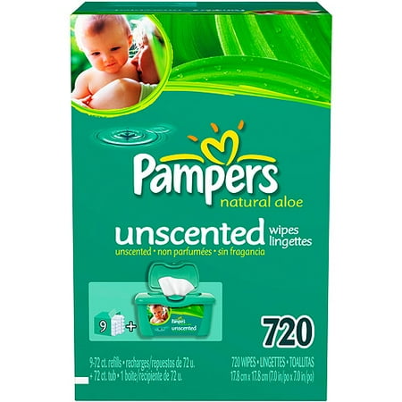 Pampers - Natural Aloe Baby Wipes, Count 720, Refill