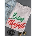 thumbnail image 3 of Buon Ferragosto Red Calligraphy T-Shirt Women -Image by Shutterstock, Female 5X-Large, 3 of 4