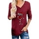 thumbnail image 1 of Camiseta de manga larga con cuello en V para mujer a la moda, blusa holgada con estampado navideño de otoño, Tops Fridja  FKASFK3753, 1 of 5