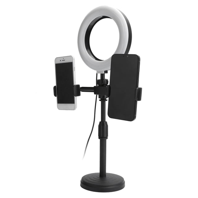 Desktop Selfie Ring Light with Stand, Dimmable Phone Holder with Ring Light, with 6Inch Ring Light for Live Stream Makeup