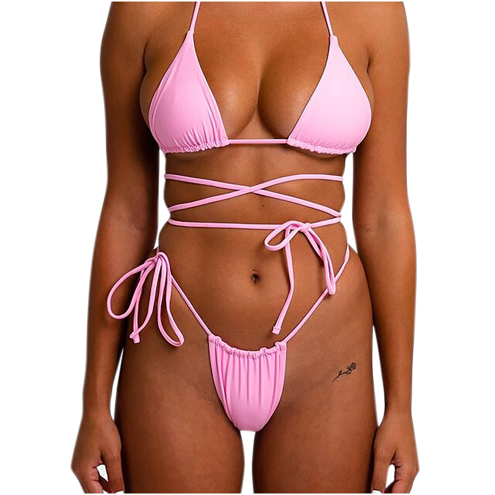Women's Neon Open Strap Bikini Swimwear Padded Top Bathing Suit Swimsuit S-XL US 